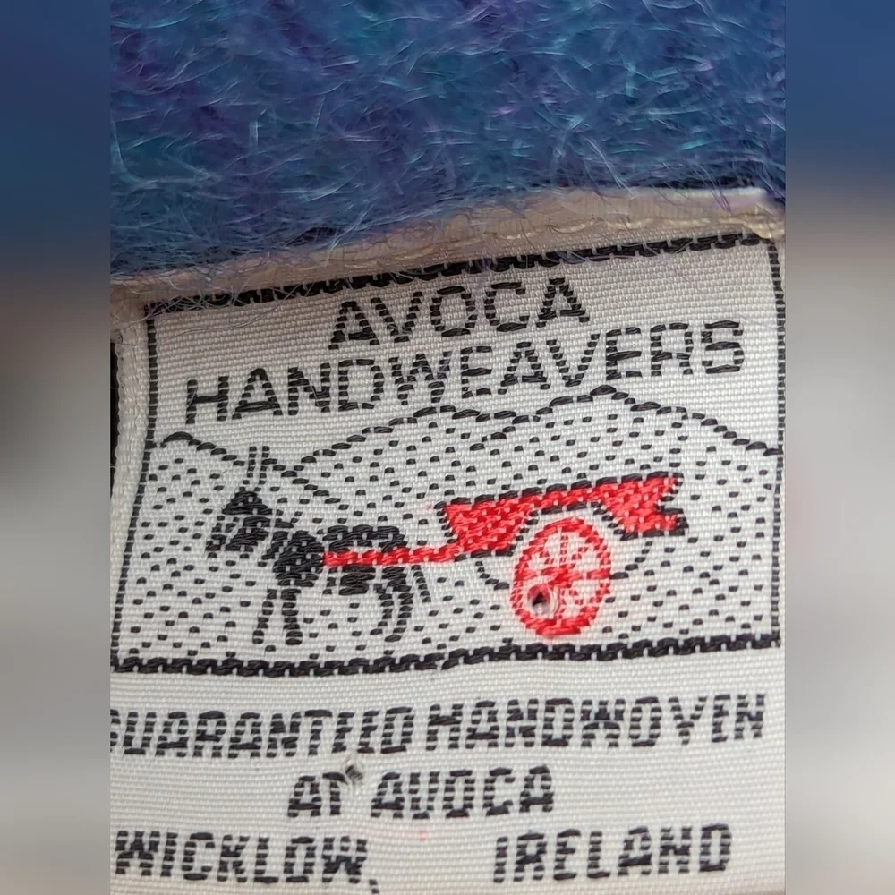 💙 💜 Avoca Vintage Scarf Mohair Handweavers Ireland green blue woven